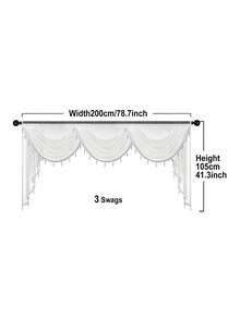 1pc White Short Valance With Pearl Trim, Modern Luxury Wave Style Curtain, Suitable For Holiday Party, Living Room, Bedroom Window & Door Decor, 1-4 Wave Width Options, Curtain Rod Not Included - White - View 14