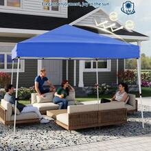 Soonbuy 10x10 FT Pop Up Canopy Tent With Slant Legs, One Push Setup Portable Outdoor Gazebo Shelter With Carrying Bag, 8x8 FT Canopy Cover Included For Patio Deck Garden Beach Events Parties Camping - Blue - View 3