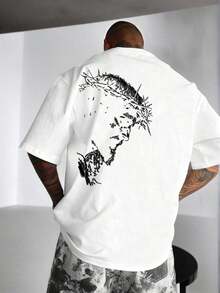 Zrgoth Men's Short Sleeve T-Shirt With Minimalist Dark Portrait Graphic Print, Casual And Versatile Design By K-GLORY JAVN - 白色的 - 查看 12