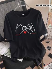 Personalized Best Friends T-Shirt, Custom Best Friends T-Shirt, Best Friends Name T-Shirts, Travel T-Shirts, Gifts For Girlfriends And Lovers, Personalized T-Shirts, Universal Gifts For All Seasons, Comfortable And Breathable - 黑色 - 查看 1