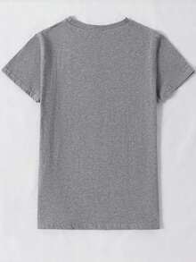 Loose And Casual Women's T-Shirt With A Graffiti Print Of Buses In English, With A Round Neck, Ideal For Everyday Wear And For Being At Home. - 灰色 - 查看 5
