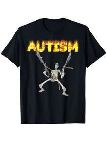 Autism Skeleton Meme T-Shirt - Black - View 9