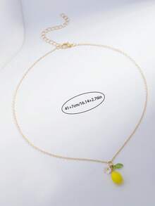 1pc Refreshing Lemon Flower Pendant Necklace, Suitable For Daily Wear, Vibrant - Multicolor - View 3