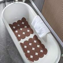 Webos - Alfombrilla de ducha antideslizante, de goma natural, antideslizante, para tina, con ventosas fuertes, para tina y tina, para ancianos y niños, para baño cuadrado de ducha, color café, 21 x 21 - C y f - Ver 6
