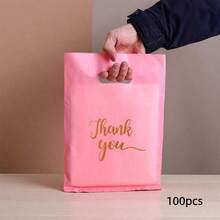 10/50/100个礼品包装袋“谢谢”婚礼回礼袋生日派对礼品袋珠宝化妆品袋,可重复使用的手提袋。 - 彩色 - 查看 10