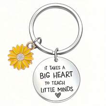 5pcs/Set Cute Teacher Keychain - Heartwarming "Educating Young Minds Requires Broad-Mindedness" Design With Adorable Daisy - Multicolor - View 3
