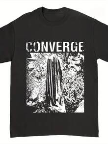 Nueva camiseta oficial Converge de 2026 con estampado de metal gótico, unisex - adecuada para todas las estaciones, perfecta para conciertos y para uso casual diario - lavable a máquina.Esta prenda de ropa con temática de música dark metal está decorada con patrones geométricos y el logotipo de Converge, camisa de mujer, de alta calidad, camisa de mujer. - Negro - Ver 1