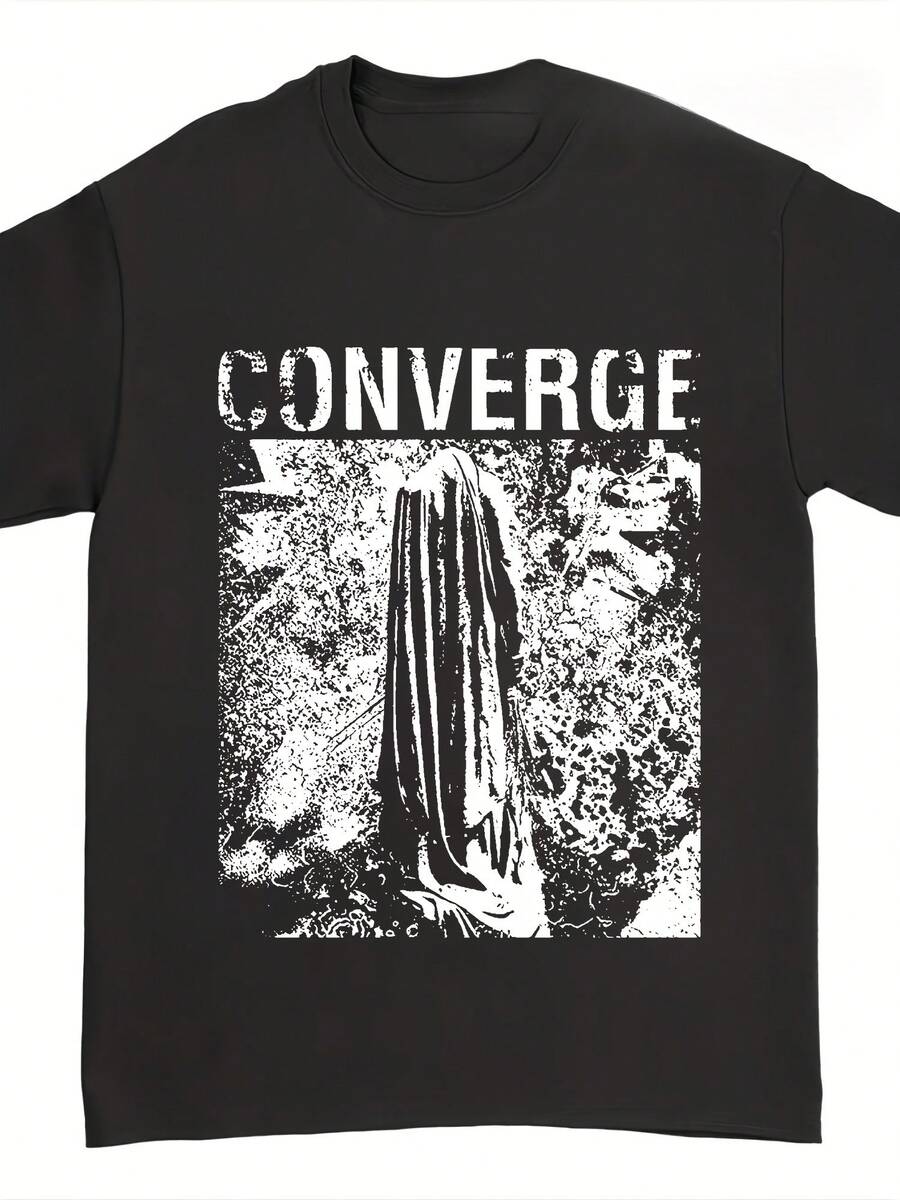 Nueva camiseta oficial Converge de 2026 con estampado de metal gótico, unisex - adecuada para todas las estaciones, perfecta para conciertos y para uso casual diario - lavable a máquina.Esta prenda de ropa con temática de música dark metal está decorada con patrones geométricos y el logotipo de Converge, camisa de mujer, de alta calidad, camisa de mujer. - Negro - Ver 1