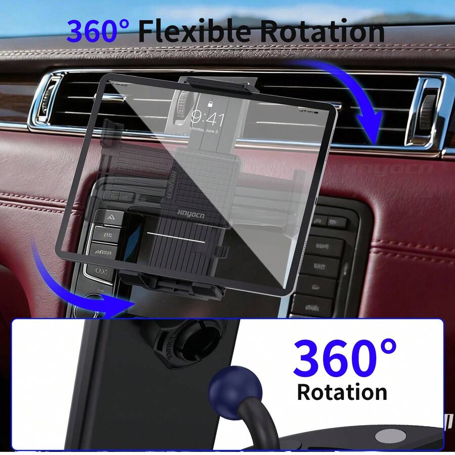xnyocn [Smartphones, Eye-Level Viewing] Upgraded CD Player Tablet Holder | Eye-Level Car Mount, Compatible With IPad & All Phones, No Blocking Air Vent - Black - View 1