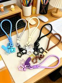 Premium Sleek Phone Wrist Lanyard With Metal Clip, Star Charm & Cute Bell, Stylish Durable Heavy-Duty Phone Wristlets For Women, Students & Office Ladies, Vibrant Colorful Aesthetic Braided Strap, Ergonomic Secure Hand Strap To Hold Cellphone & Electronic Devices , Universal Phone Tether System, Anti-Lost Anti-Drop & Anti-Theft Anti-Snatch Design To Prevent Loss & Robbery, Cute Phone Charms For Best Friend Gifts, Holiday Party, Summer Outfits, Backpack & Wallet Decor, Ideal For Daily - Multicolor - View 7