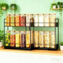 Stainless Steel Spice Rack Storage Box With Pull-Out Shelves And Sliding Drawers, Suitable For Cabinets - Double Pull-Out Storage Rack, Space-Saving Kitchen Organization Rack. - White - View 10
