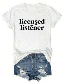 Camiseta de mujer con licencia de oyente, consejera de salud mental, terapeuta, camiseta de comodidad, camiseta de manga corta y cuello redondo casual para mujer - Blanco - Ver 6