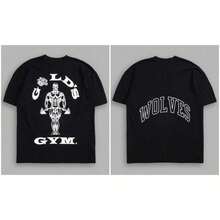 DARCSPORT & Gold's Gym Collaboration Tee Breathable Cotton Short Sleeve Workout Tops For Men Women,Teeshirt Homme,Men Women T-Shirt Print Tee,été,Fête Des Peres,, - 黑與白 - 查看 2