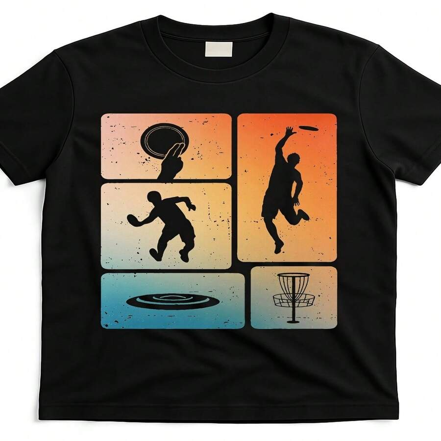 Camiseta exclusiva para el Día de la Independencia/Día del Padre con dise?o divertido de golf. Camiseta para entusiastas de los deportes con fdg4627805. Color negro. Imagen del producto. Mismo estilo. Unisex. Camiseta estampada de manga corta para verano 2025. Color: 220 g. - Negro - Ver 1