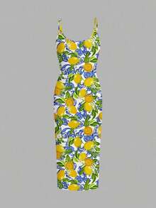 Vestido maxi ajustado de longitud completa sin mangas de estilo minimalista casual, con estampado de cebra, adecuado para el verano - Multicolor - Ver 1