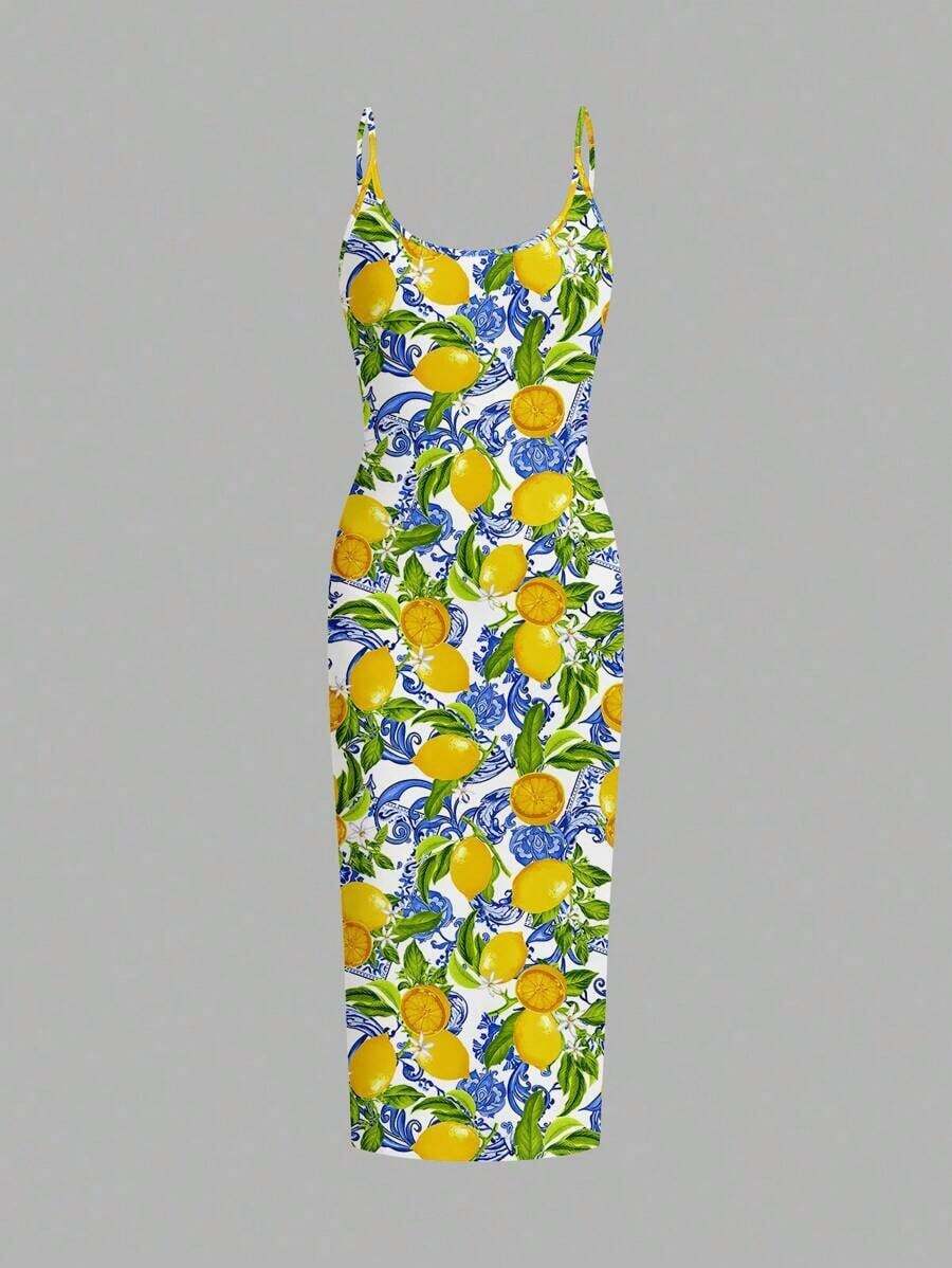 Vestido maxi ajustado de longitud completa sin mangas de estilo minimalista casual, con estampado de cebra, adecuado para el verano - Multicolor - Ver 1