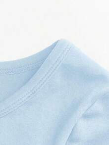 Camiseta de manga larga de ajuste ceñido con cuello alto y mangas raglán, estilo minimalista casual para mujer, primavera/otoño - Celeste - Ver 6