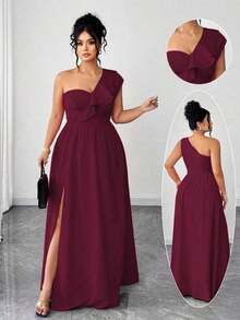 Vestido de mujer de talla grande con volantes, tirantes de espagueti y unicolor, adecuado para volver al colegio, graduación, San Valentín, festival de música, Día de la Madre, Halloween, Acción de Gracias, Pascua, Baile de graduación, cita, tempo - Burdeos - Ver 1