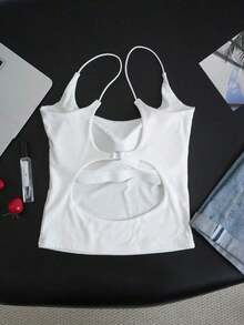 Top sin espalda sexy con sujetador acolchado para mujeres, chaleco sin mangas, casual de verano - Blanco - Ver 9