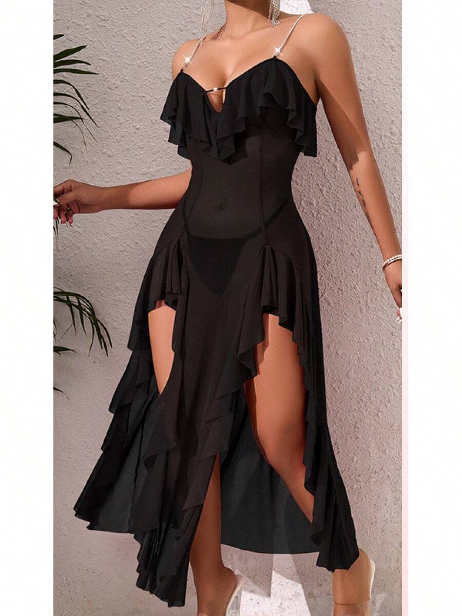 Women Midi Dresses - Black - View 1