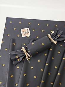 10/20/25/50 Sheets Black Gold Heart Pattern Tissue Paper, Suitable For DIY Crafts, Party Gifts, Bouquet Wrapping, Clothing Packaging And Birthday Gift Decoration - Black Background With Gold Heart - View 4