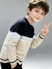New Collection Of Children's Knitted Sweaters For Autumn And Winter. - Model 9 - Beige - View 3