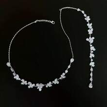 1 chiếc vòng cổ cưới đính đá Zirconia không quai - Bạc - Xem 2