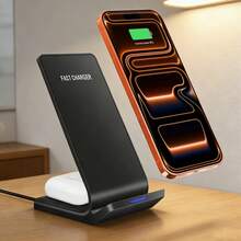 Wireless Fast Charging Dock Compatible With IPhone 17 Air 16 15 14 Pro Max Plus 13 12 11 XS XR X 8, Supports Multi-Device Charging, Compatible With Samsung Galaxy Fold7//S26/S25/S24 Ultra/S24/S23/S22 (Adapter Not Included) - Single Charging - View 1