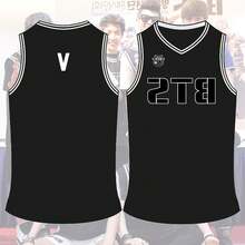K-Pop BTSS V Basketball Jersey For Men And Women V Top Tee T-Shirt, Retro World Tour 2026 Merch Gifts, Bangtan Come Back Basketball Jersey Tee Gift, Elegant Party Men And Women's Tee, Ideal For Travel, Home Wear, Parties & Casual Wear For Adults, Elegant & Fashionable Clothing | Playful Graphic Tee | Nontransparent Material - V - 查看 1