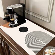 1pc Modern Art Abstract Pattern Printed Dish Drying Mat, Absorbent Pad For Espresso Machine, Sink Drain Mat, Soft Faucet Pad, Bathroom Cup Mat, Kitchen & Bathroom Accessories - Multicolor - View 8