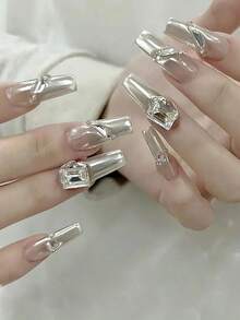 20 viên đá pha lê hình chữ nhật, kích thước 8*10mm, trong suốt, dùng để trang trí móng tay, làm đá đính móng, trang sức móng, phụ kiện làm móng. - Nhiều màu - Xem 4