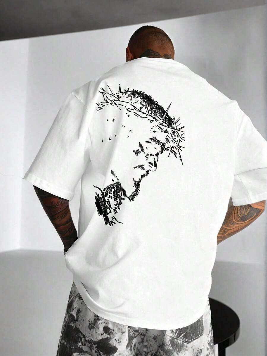 Zrgoth Men's Short Sleeve T-Shirt With Minimalist Dark Portrait Graphic Print, Casual And Versatile Design By K-GLORY JAVN - 白色的 - 查看 1