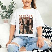 2026Cozy KATSEYE Camiseta Casual de Manga Corta con Estampado Gráfico para Fanscool, Camiseta Estampada para Mujer - Blanco - Ver 1