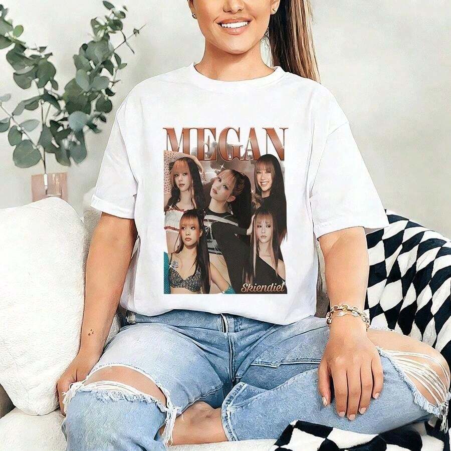 2026Cozy KATSEYE Camiseta Casual de Manga Corta con Estampado Gráfico para Fanscool, Camiseta Estampada para Mujer - Blanco - Ver 1