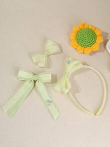 2/3 piezas Nueva diadema de encaje de malla con lazo, pinzas para el cabello con lazo y cinta con decoración de estrella arcoíris, accesorios para el cabello dulces & a la moda lindos - Multicolor - Ver 10