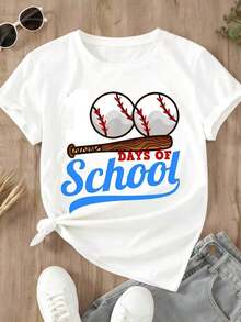 Camiseta de béisbol para el regreso a clases, camiseta gráfica casual para mujer, camiseta blanca con temática de béisbol para la temporada de regreso a clases, top divertido con estampado, atuendo de verano, playeras de mujer - Blanco - Ver 3