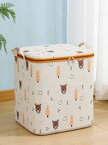 Large Capacity Foldable Handled Clothes Storage Box, Cute Pattern Design Makes Home Organization More Fun, Reinforced Portable Bedding Storage Bag, Space-Saving Wardrobe Storage Organizer, Suitable For Bedroom, Home, Dorm, Also Can Be Used As Laundry Basket Or Toy Storage - Multicolor - View 5