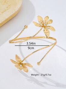 1pc Creative Fashion Luxury Rhinestone Flower Bracelet, Suitable For Daily, Vacation, Party Wear - Golden - View 5