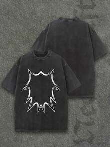 Camiseta casual vintage cómoda y lavada para mujer, camiseta de manga corta con cuello redondo,% algodón lavado y versátil para hombre, adecuada para uso diario y atuendos de, estilo unisex. - Negro - Ver 1