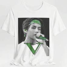 V T-Shirt, Taehyungg T-Shirt, BTSS T-Shirt, K-Pop T-Shirt, K-Pop Merchandise T-Shirt, BTSS Fan Gift, V BTSS Unisex T-Shirt, V T-Shirt, V T-Shirt, V TaehyunggRopa Hombre Cosas Para Hombre Ropa De Mujer Women Clothing Casual Blusas Bonito - Blanco - Ver 8