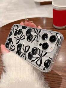 Funda transparente con estampado de lazo de cereza compatible con iPhone 13/11/17/17pro/16/14/15/15pro/15 Plus/15 Promax/7plus/8plus/X/Xs Max/Xr/11pro/12pro/13pro/14pro/12mini/13mini/11promax/12promax/13promax/14promax/14plus/17pro Max/17Air/6/6s Plus/7/8/16Pro/16plus/16promax/Se2/17promax y compatible con Samsung Galaxy/A54/A14/A12/A13/A15/A32/A33/A24/A52S/S20/S21/S22/S23/S24/S23Plus/S24ultra/S25/A15/A33/A23 - Multicolor 3 - Ver 4
