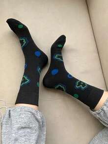 1-3 Pairs Contrast Color Artistic Mid-Calf Socks, Personalized Graffiti / Gradient Design, Versatile Retro Contrast Wave Pattern Mid-Calf Socks, Niche Design Colorful All-Season Socks, Casual Versatile Couple Style - Multicolor - View 6