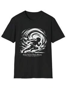 Camiseta/silueta de ola de surf, cita inspiradora camisas de mujer sudaderas para mujer sueter blusa casual mujer verano vestidos de graduación - Negro - Ver 6