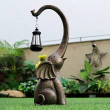 Bronze Elephant Lantern Garden Statue, Resin Hanging Lamp Decor For Patio Lawn Yard, IP44 Waterproof - 青銅象燈 - 查看 2