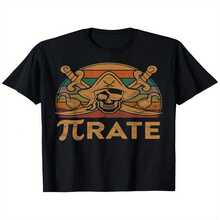 Camiseta exclusiva para el Día de la Independencia/Día del Padre con dise?o divertido del Día de Pi - Camiseta retro con gráfico de profesor de matemáticas pirata/otaku con símbolo de Pi, calavera y cruz - Camiseta 100% casual para hombre y mujer - Tallas S-XXXL - Negro - Ver 1