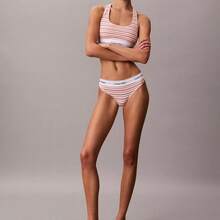 Calvin Klein Calvinklein Icon Cotton Modal Thong Underwear  Women  Panties  100% Cotton Fully Lined Gusset QF8518 - Pulse Stripe Mango Fizz - Xem 2