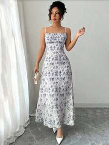 Vestido floral elegante, verano - Morado Violeta - Ver 1