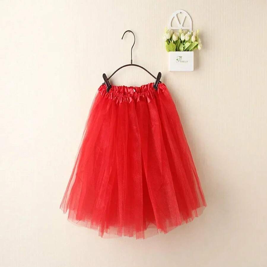 Women's Vintage Summer Tulle Skirt, Elegant Adult Ballet Dancewear, Party Costume, Dance Dress, Mini Skirt - 紅色的 - 查看 1