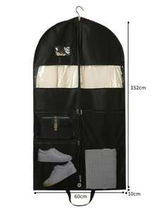 Dustproof Garment Bag With Clear Window Multi Zipper Pockets Hanging Clothes Storage Cover Suit Dress Jacket Organizer Closet Storage - View 2