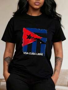 Camiseta con Bandera para el Mes de la Herencia Hispana Cubana --4 camisetas de mujer - Negro 4 - Ver 2